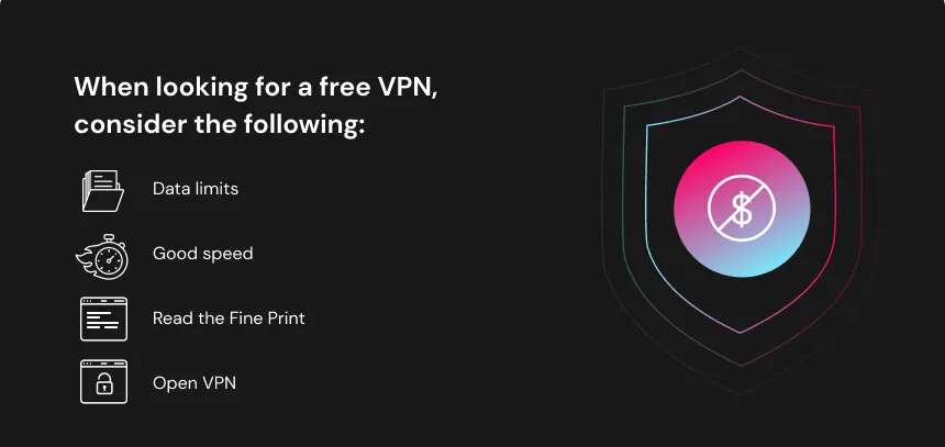 When looking for a free VPN, consider the following